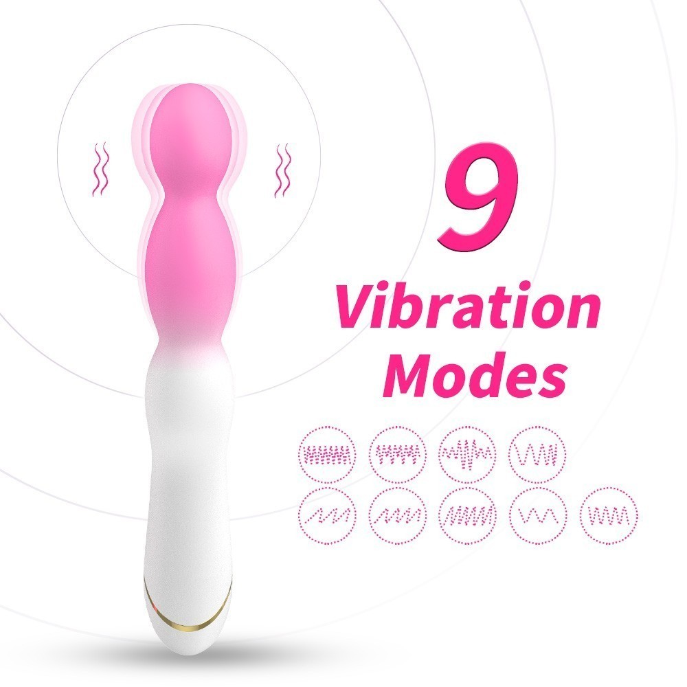 Гибкий вибратор-Елочка,  9 режимов вибрации, силикон, белый/розовый, 21,5х 3,3 см,