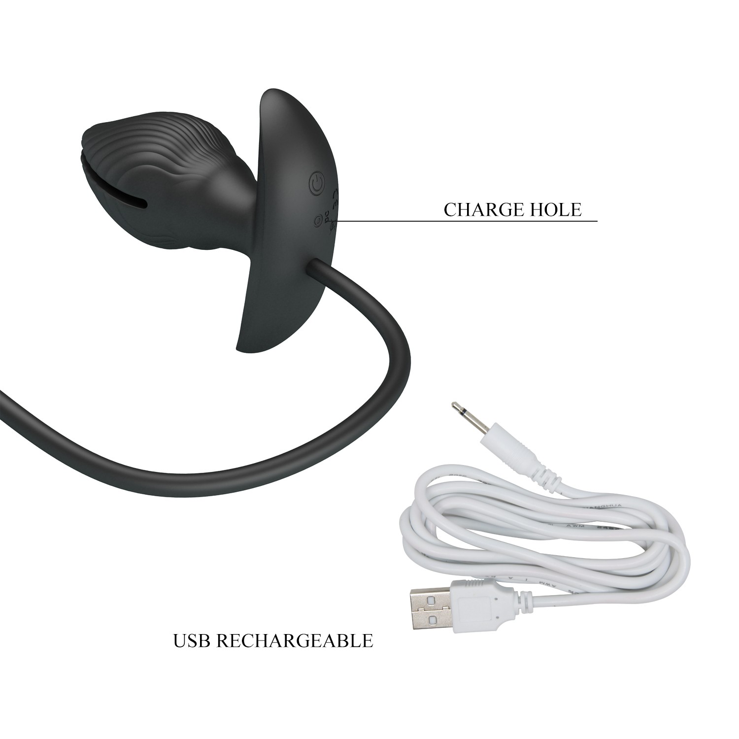 Анальная втулка MANSON в форме раковины, с надувом и вибрацией, 10 режимов вибрации, силикон, черный, 9,6х 4 см