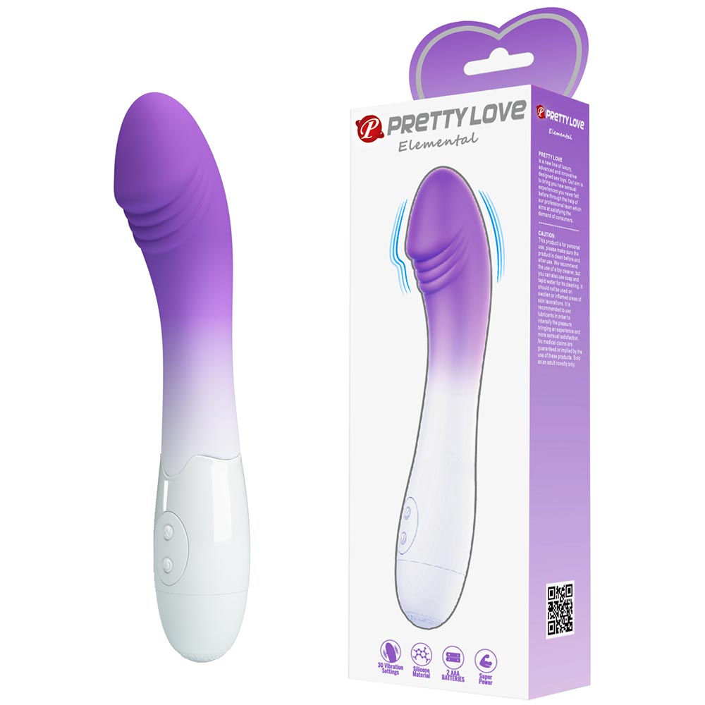 Вибратор  ELEMENTAL  от Baile, 30 режимов вибрации, бело-фиолетовый,  19(11,8)х3,2 см Вибратор  ELEMENTAL  от Baile, 30 режимов вибрации, бело-фиолетовый,  19(11,8)х3,2 см
