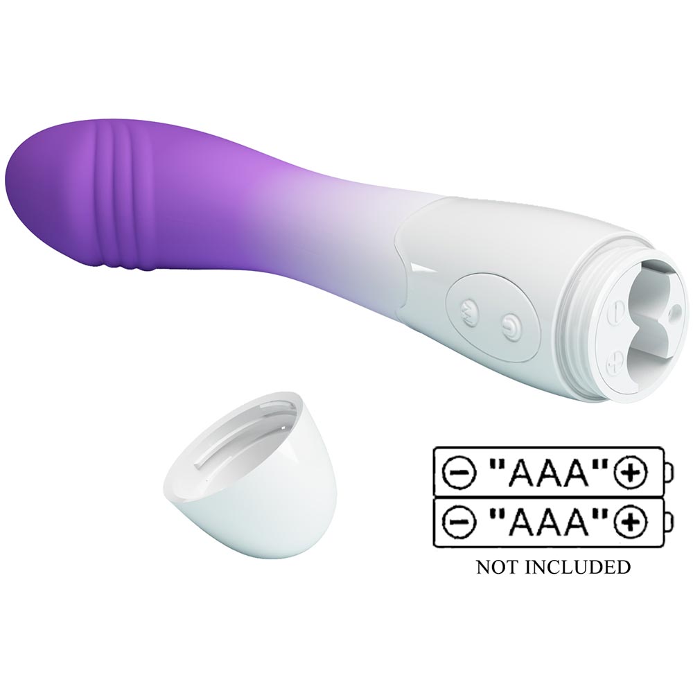 Вибратор  ELEMENTAL  от Baile, 30 режимов вибрации, бело-фиолетовый,  19(11,8)х3,2 см