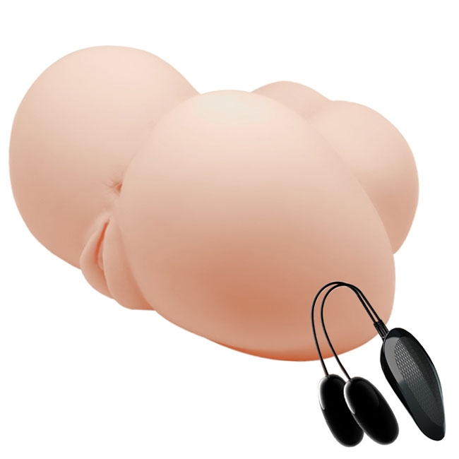 Мастурбатор CrazyBull Vagina and Ass с вибрацией (два виброяичка), голосом, выносной пульт, силикон, 16х15х 9 см