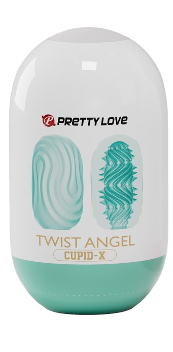 Мастурбатор-яйцо CUPID X TWIST ANGEL рельефный туннель, силикон, салатовый, 10х5,6 см