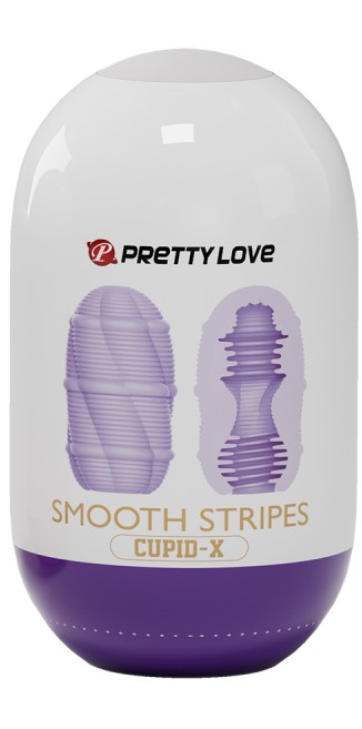 Мастурбатор-яйцо CUPID X SMOOTH STRIPES рельефный туннель, силикон, фиолетовый, 10х5,6 см