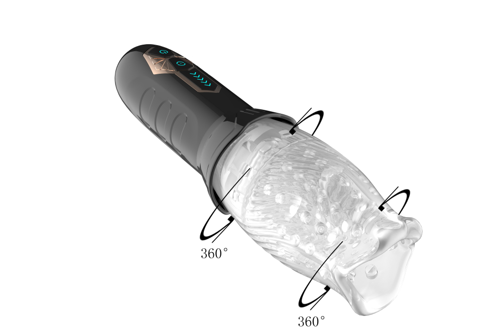 Автоматический ротационный вибромастурбар, 10 режимов вибрации, 5 режимов вращения в двух направлениях, ТПЕ, АВС-пластик, черный/белый, 23(8)х6,5(4) см