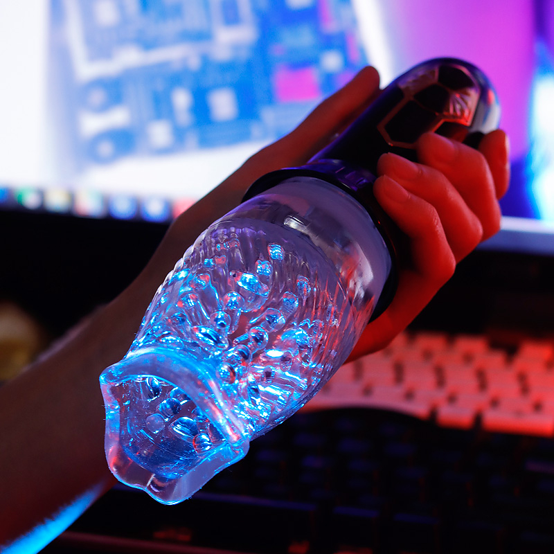 Автоматический ротационный вибромастурбар, 10 режимов вибрации, 5 режимов вращения в двух направлениях, ТПЕ, АВС-пластик, черный/белый, 23(8)х6,5(4) см