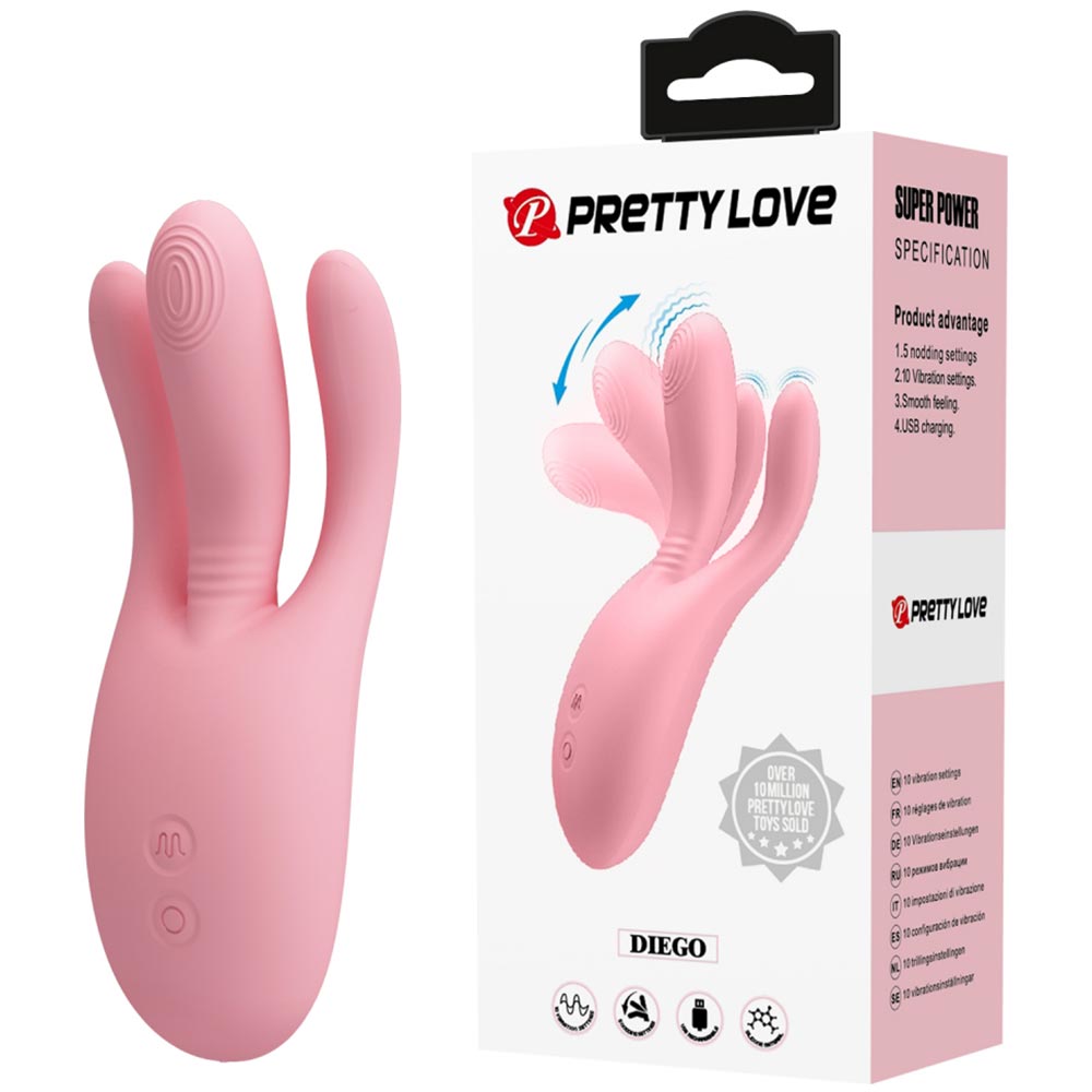 Вибратор Три Пальчика DIEGO с фингерингом , 10 режимов, силикон, нежно-розовый, 13,2х4,7 см Вибратор Три Пальчика DIEGO с фингерингом , 10 режимов, силикон, нежно-розовый, 13,2х4,7 см