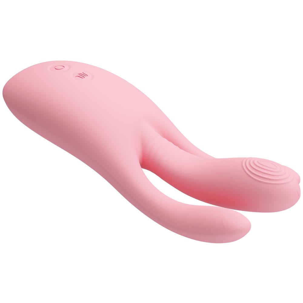 Вибратор Три Пальчика DIEGO с фингерингом , 10 режимов, силикон, нежно-розовый, 13,2х4,7 см