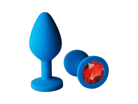 Малая анальная пробка S голубая с красным кристаллом, 7,5х2,8 см см Малая анальная пробка S голубая с красным кристаллом, 7,5х2,8 см см