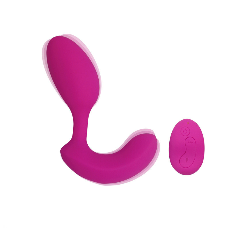 Универсальный вибратор  DUAL TEASER  для двойной стимуляции (вагинальная, клиторальная, анальная), 10 режимов,  пульт  ДУ,  силикон, розовый,  общая длина 14,5 см, (9х3,7)+(5,5х3,5) см  