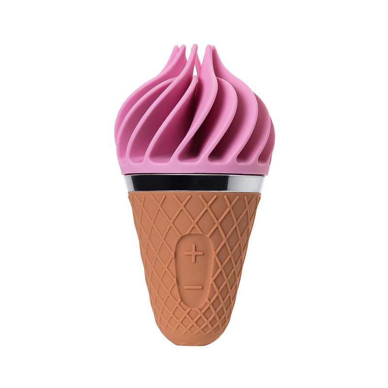Компактный вибратор SATISFYER LAYONS SWEET ТREAT СЛАДКОЕ МОРОЖЕНОЕ, 10 режимов вращения, 3 скорости, силикон, телесно- розовый, 10,4х5,6 см