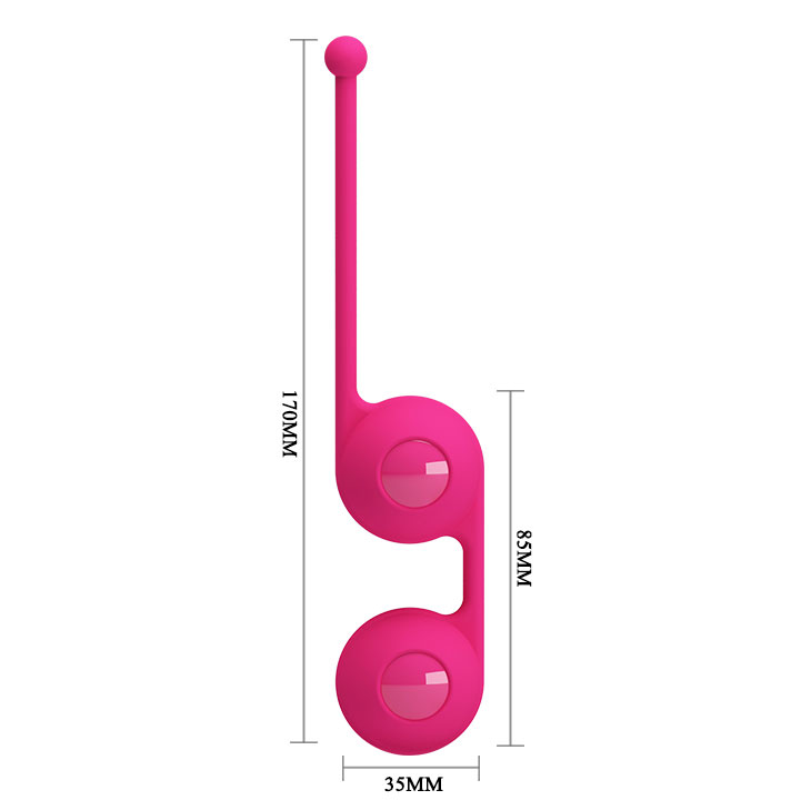 Вагинальные шарики Kegel Tighten UP III со смещённым центром тяжести, съемное покрытие, силикон, розовые, 3,5 см
