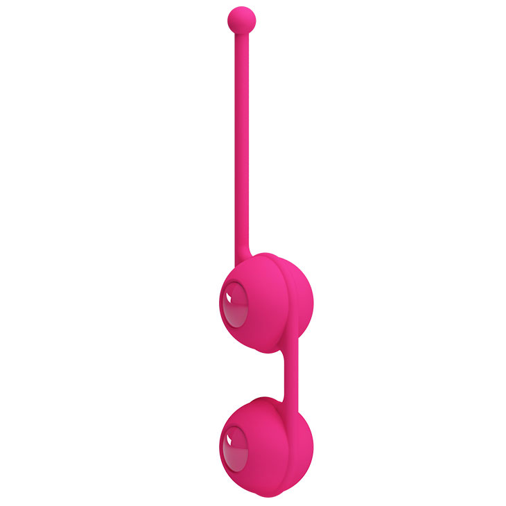 Вагинальные шарики Kegel Tighten UP III со смещённым центром тяжести, съемное покрытие, силикон, розовые, 3,5 см