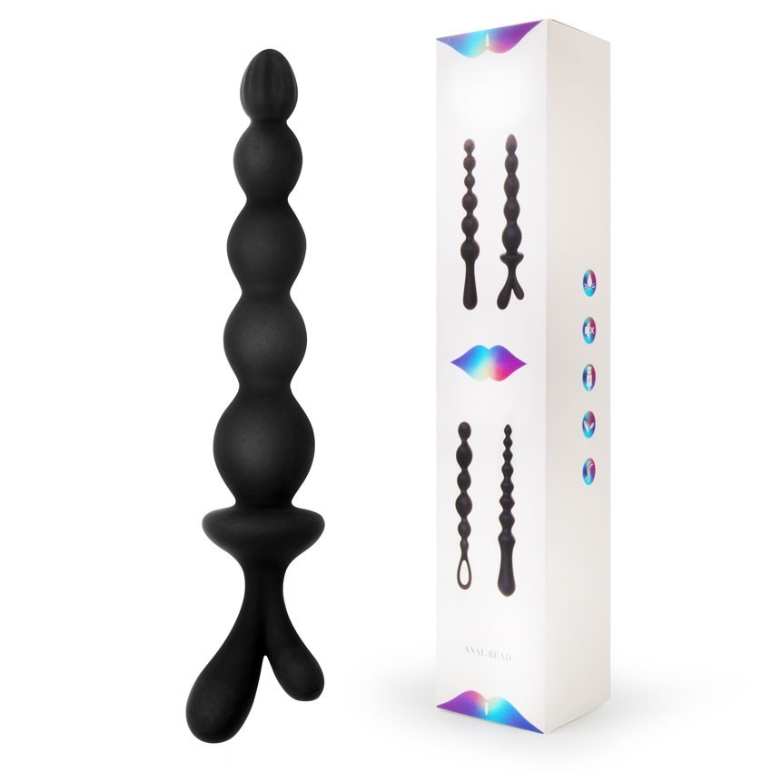 Анальный стимулятор-Елочка, 6 звеньев, силикон, черный, 23,4(15,4)х(2,2-3,5)см