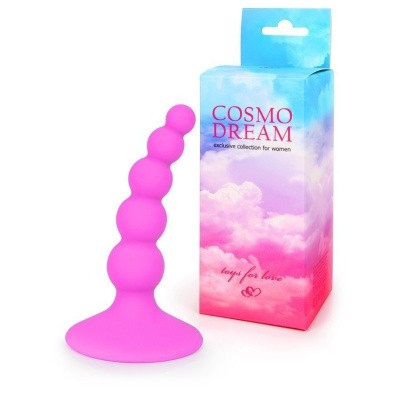 Анальная втулка-Елочка, на присоске, силикон, розовая, 9,5х1,8 см 