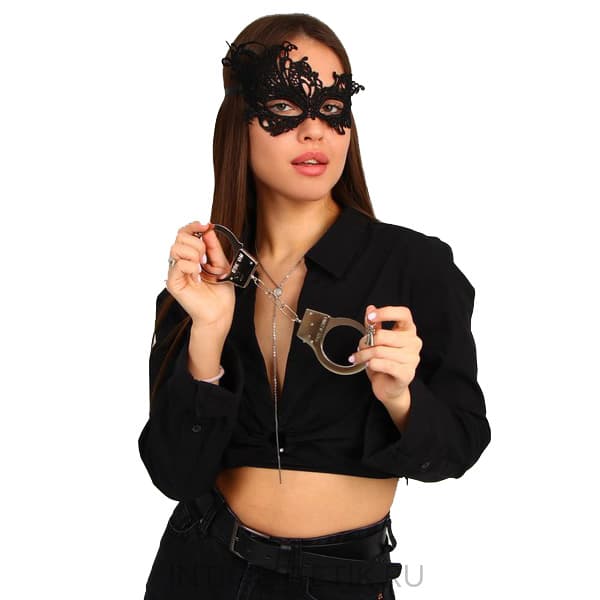  Набор  СЛАДКОЕ ПОВИНОВЕНИЕ: ажурная маска + металлические наручники