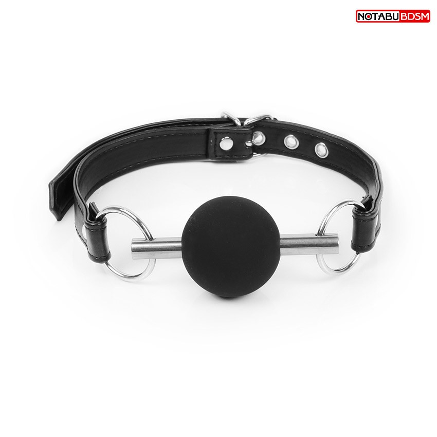 Кляп -шарик силиконовый, регулировка размера, черный,  4,5 см 