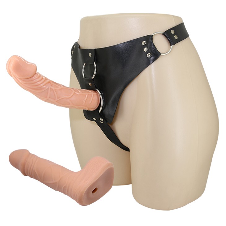 Страпон JESSICA , две насадки в комплекте, ТПЕ, телесные,   (19,8 х 4,5) см + (15 х 4) см