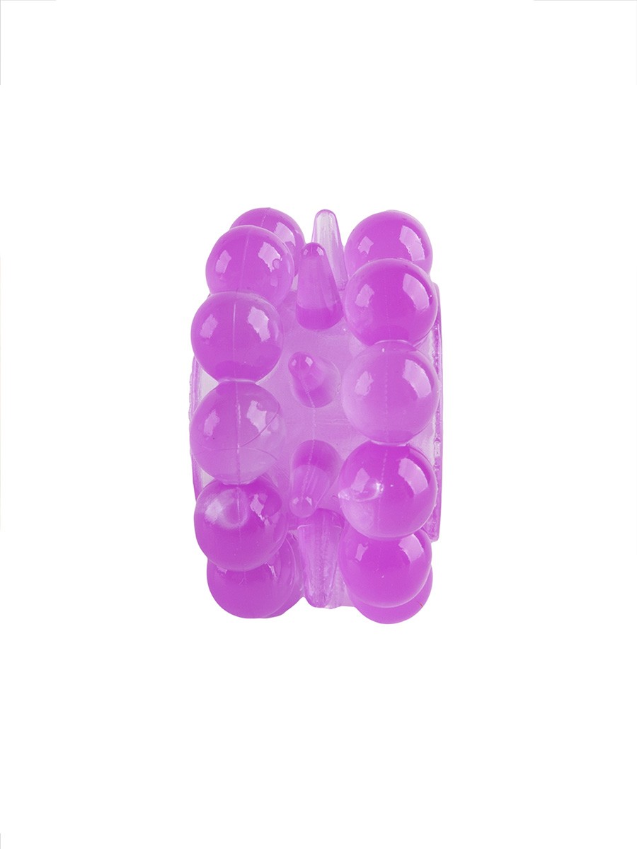 Эрекционное кольцо плотное, с двумя рядами шариков, силикон, сиреневый внутренний D 2 см