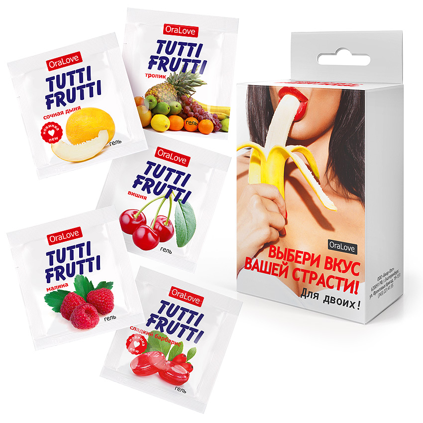 Набор TUTTI-FRUTTI ассорти: вишня, клубника, малина, тропик, банан, 20 гр (5 шт. по 4 гр) 