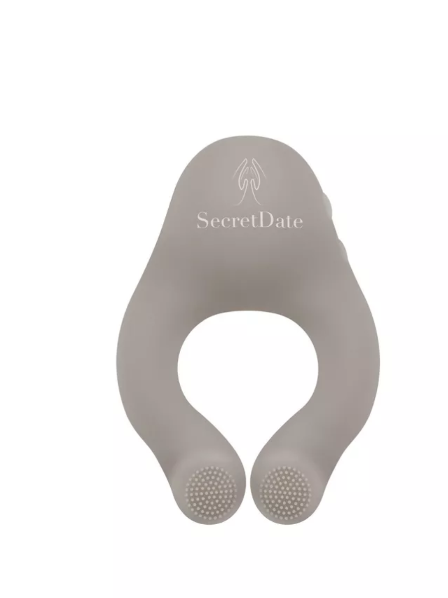 Вибратор Вакуумно-волновой SECRETDATE, 10 режимов вибрации и вакуумно-волновой стимуляции, силикон, светло-серый, 9 см